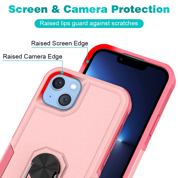 For iPhone 14 PC + TPU Phone Case with Ring Holder (Pink) For iPhone 14 PC + TPU Phone Case with Ring Holder (Pink)