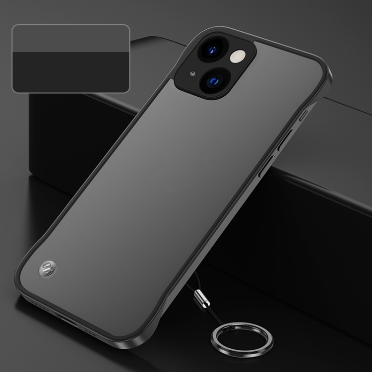 For iPhone 14 Metal Lens Frosted Finger Ring Strap Phone Case (Black) For iPhone 14 Metal Lens Frosted Finger Ring Strap Phone Case (Black)