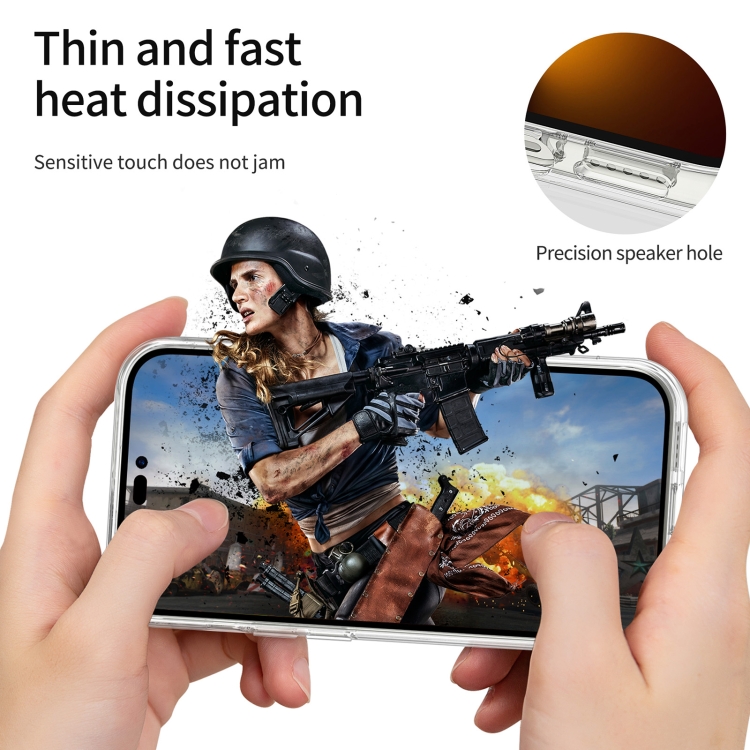 For iPhone 14 Pro Stereo Sound Design 1.2mm Transparent TPU Phone Case For iPhone 14 Pro Stereo Sound Design 1.2mm Transparent TPU Phone Case