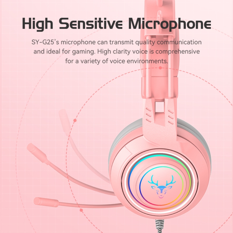 SOYTO SY-G25 Antlers RGB HD Micrófono 3D Space Sound Auriculares para juegos con cable (púrpura) - B3