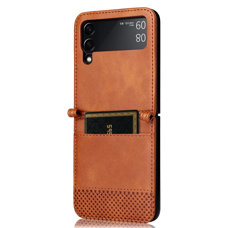 For Samsung Galaxy Z Filp4 5G Vintage Texture Folding Leather Phone Case(Brown) For Samsung Galaxy Z Filp4 5G Vintage Texture Folding Leather Phone Case(Brown)