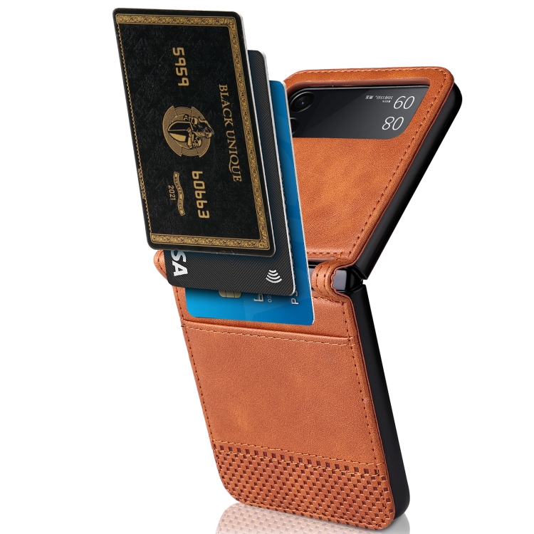 For Samsung Galaxy Z Filp4 5G Vintage Texture Folding Leather Phone Case(Brown) For Samsung Galaxy Z Filp4 5G Vintage Texture Folding Leather Phone Case(Brown)