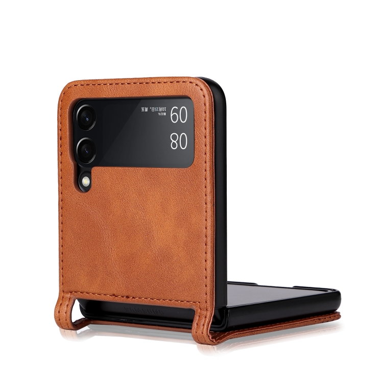 For Samsung Galaxy Z Filp4 5G Vintage Texture Folding Leather Phone Case(Brown) For Samsung Galaxy Z Filp4 5G Vintage Texture Folding Leather Phone Case(Brown)