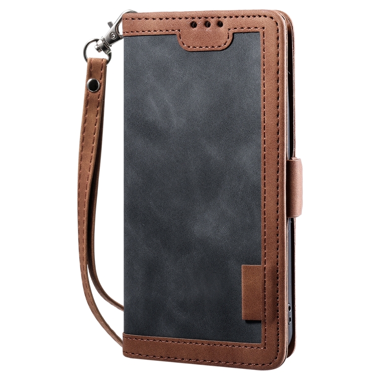 For iPhone 14 Plus Retro Splicing Leather Phone Case (Grey) For iPhone 14 Plus Retro Splicing Leather Phone Case (Grey)