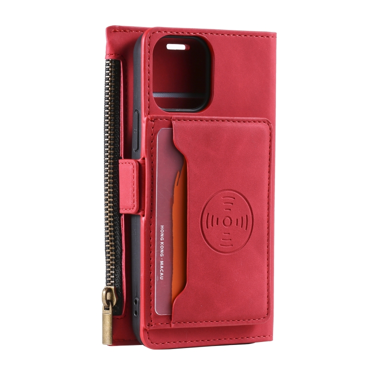 For iPhone 14 Pro Max Zipper Card Leather Phone Case (Red) For iPhone 14 Pro Max Zipper Card Leather Phone Case (Red)