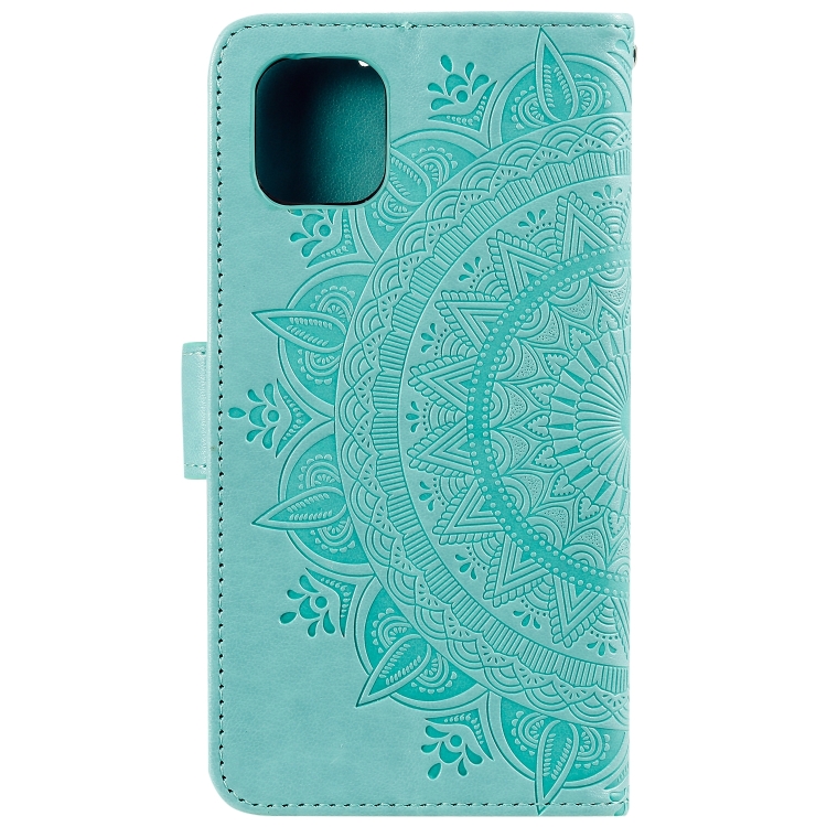 For iPhone 14 Totem Flower Embossed Leather Case (Green) For iPhone 14 Totem Flower Embossed Leather Case (Green)