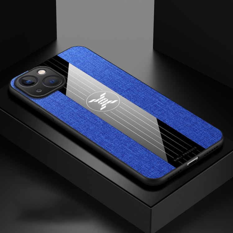 For iPhone 14 Plus XINLI Stitching Cloth Textue TPU Phone Case (Blue) For iPhone 14 Plus XINLI Stitching Cloth Textue TPU Phone Case (Blue)