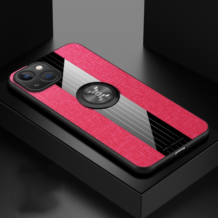 For iPhone 14 Plus XINLI Stitching Cloth Textue Ring Holder TPU Case (Red) For iPhone 14 Plus XINLI Stitching Cloth Textue Ring Holder TPU Case (Red)