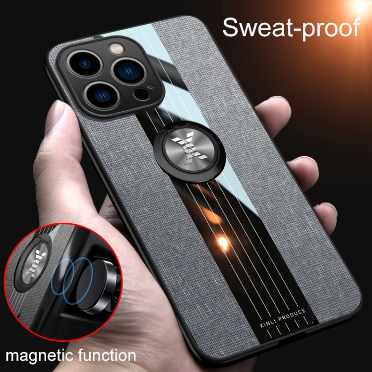For iPhone 14 Pro Max XINLI Stitching Cloth Textue Ring Holder TPU Case (Blue) For iPhone 14 Pro Max XINLI Stitching Cloth Textue Ring Holder TPU Case (Blue)
