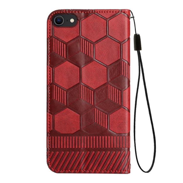 For iPhone SE 2022 / SE 2020 / 8 / 7 Football Texture Magnetic Leather Flip Phone Case(Red) For iPhone SE 2022 / SE 2020 / 8 / 7 Football Texture Magnetic Leather Flip Phone Case(Red)