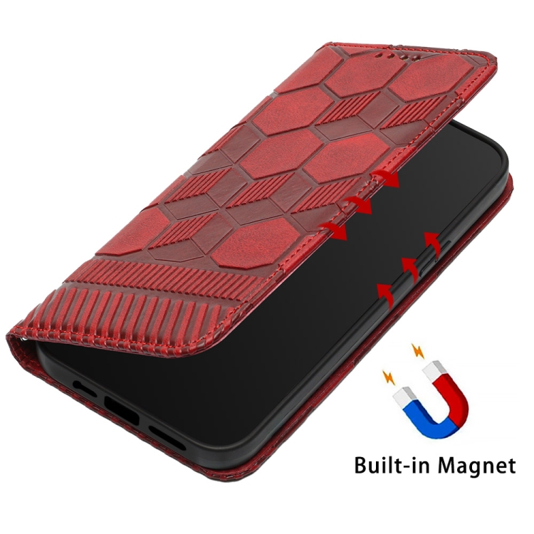 For iPhone SE 2022 / SE 2020 / 8 / 7 Football Texture Magnetic Leather Flip Phone Case(Red) For iPhone SE 2022 / SE 2020 / 8 / 7 Football Texture Magnetic Leather Flip Phone Case(Red)