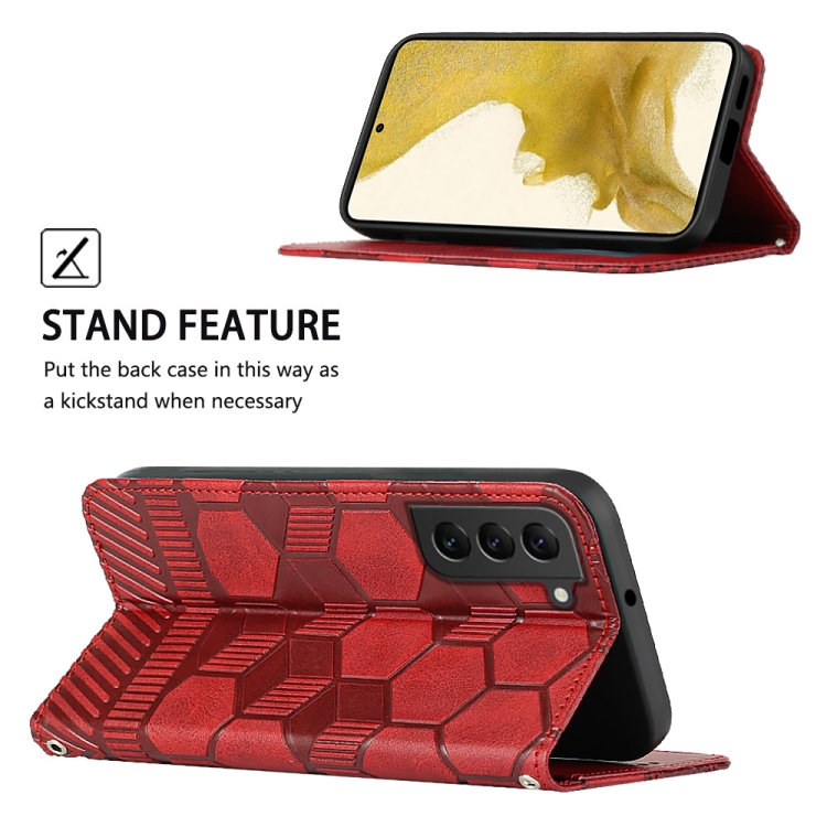 For Samsung Galaxy S22 5G Football Texture Magnetic Leather Flip Phone Case(Red) For Samsung Galaxy S22 5G Football Texture Magnetic Leather Flip Phone Case(Red)