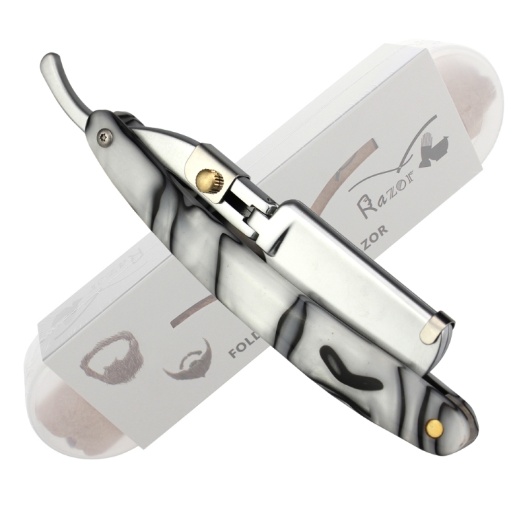 H-24 Men Cuchilla reemplazable Maquinilla de afeitar de borde recto  Plegable Soporte de cuchillo Afeitadora Afeitadora Barbero Cortador de  barba (Resina gris)