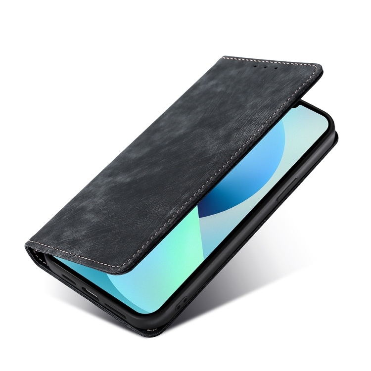For Samsung Galaxy S22 5G RFID Anti-theft Brush Magnetic Leather Phone Case(Black) For Samsung Galaxy S22 5G RFID Anti-theft Brush Magnetic Leather Phone Case(Black)