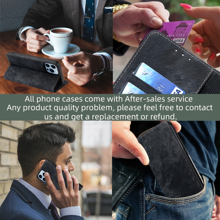 For Samsung Galaxy S22 5G RFID Anti-theft Brush Magnetic Leather Phone Case(Black) For Samsung Galaxy S22 5G RFID Anti-theft Brush Magnetic Leather Phone Case(Black)