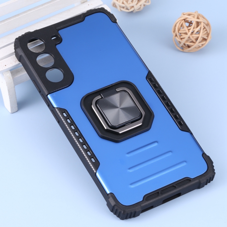 For Samsung Galaxy S22+ 5G Aluminum and TPU Phone Case with Ring Holder(Blue) For Samsung Galaxy S22+ 5G Aluminum and TPU Phone Case with Ring Holder(Blue)