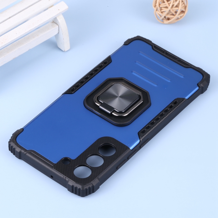 For Samsung Galaxy S22+ 5G Aluminum and TPU Phone Case with Ring Holder(Blue) For Samsung Galaxy S22+ 5G Aluminum and TPU Phone Case with Ring Holder(Blue)