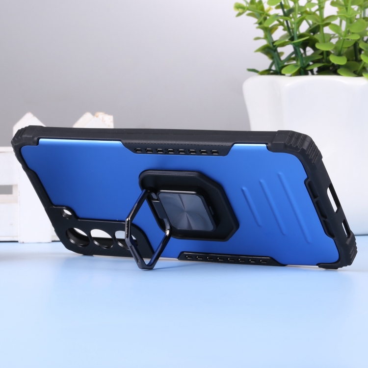 For Samsung Galaxy S22+ 5G Aluminum and TPU Phone Case with Ring Holder(Blue) For Samsung Galaxy S22+ 5G Aluminum and TPU Phone Case with Ring Holder(Blue)