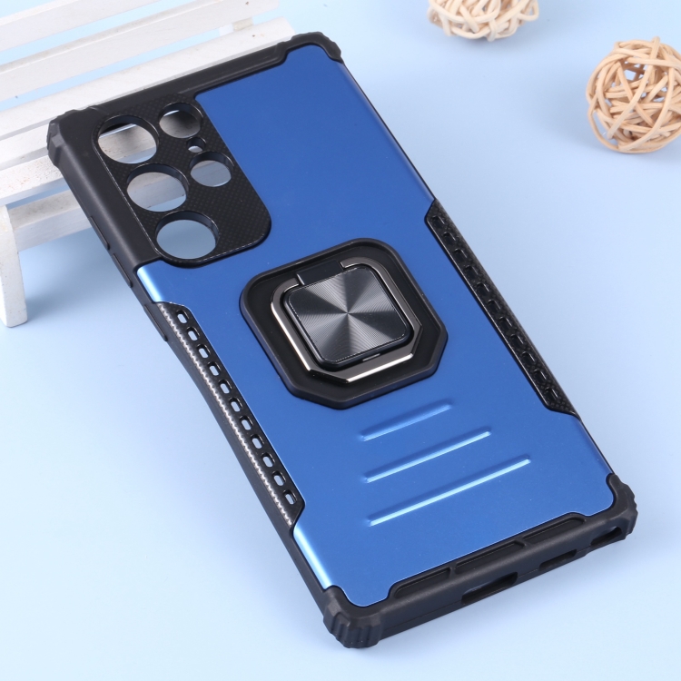 For Samsung Galaxy S22 Ultra 5G Aluminum and TPU Phone Case with Ring Holder(Blue) For Samsung Galaxy S22 Ultra 5G Aluminum and TPU Phone Case with Ring Holder(Blue)
