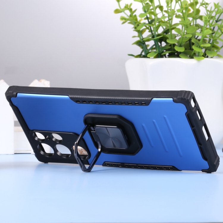 For Samsung Galaxy S22 Ultra 5G Aluminum and TPU Phone Case with Ring Holder(Blue) For Samsung Galaxy S22 Ultra 5G Aluminum and TPU Phone Case with Ring Holder(Blue)