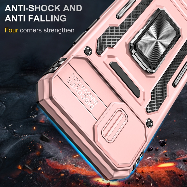 For iPhone 14 Plus Armor PC + TPU Camera Shield Phone Case (Rose Gold) For iPhone 14 Plus Armor PC + TPU Camera Shield Phone Case (Rose Gold)