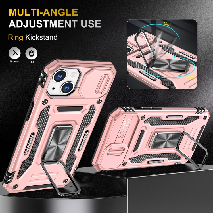 For iPhone 14 Plus Armor PC + TPU Camera Shield Phone Case (Rose Gold) For iPhone 14 Plus Armor PC + TPU Camera Shield Phone Case (Rose Gold)
