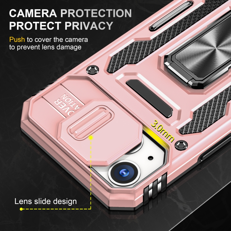 For iPhone 14 Plus Armor PC + TPU Camera Shield Phone Case (Rose Gold) For iPhone 14 Plus Armor PC + TPU Camera Shield Phone Case (Rose Gold)