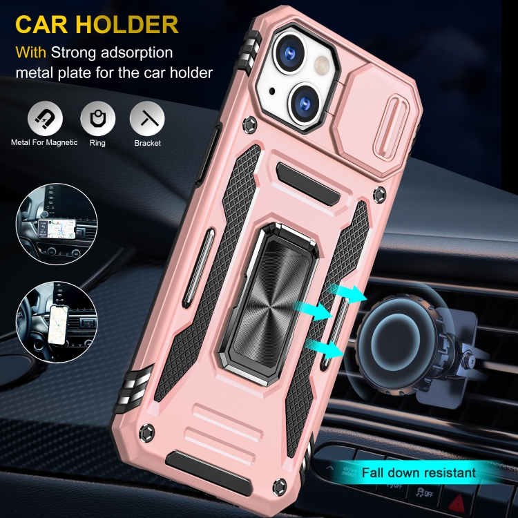 For iPhone 14 Plus Armor PC + TPU Camera Shield Phone Case (Rose Gold) For iPhone 14 Plus Armor PC + TPU Camera Shield Phone Case (Rose Gold)