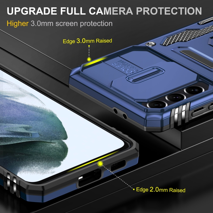 For Samsung Galaxy S21 5G Armor PC + TPU Camera Shield Phone Case(Navy Blue) For Samsung Galaxy S21 5G Armor PC + TPU Camera Shield Phone Case(Navy Blue)