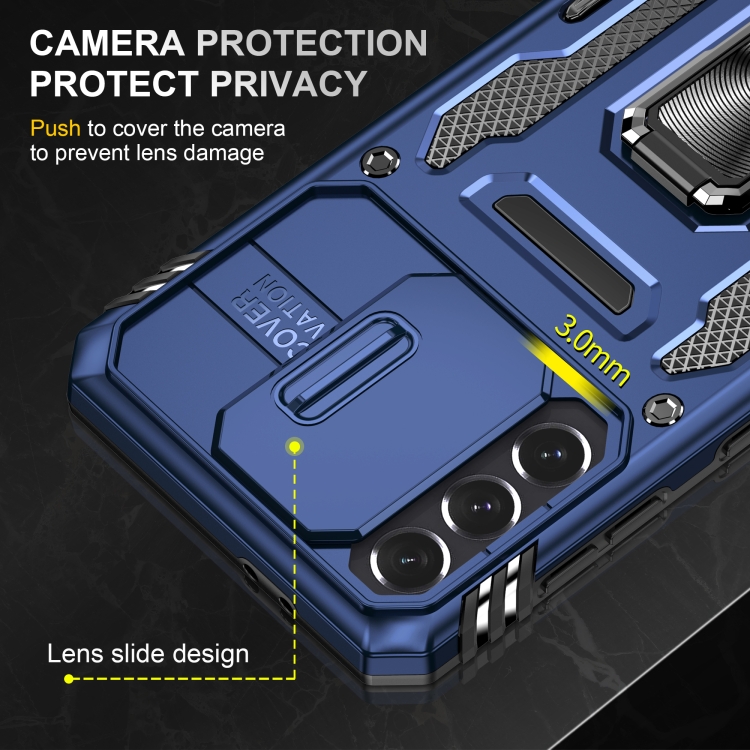 For Samsung Galaxy S21 5G Armor PC + TPU Camera Shield Phone Case(Navy Blue) For Samsung Galaxy S21 5G Armor PC + TPU Camera Shield Phone Case(Navy Blue)