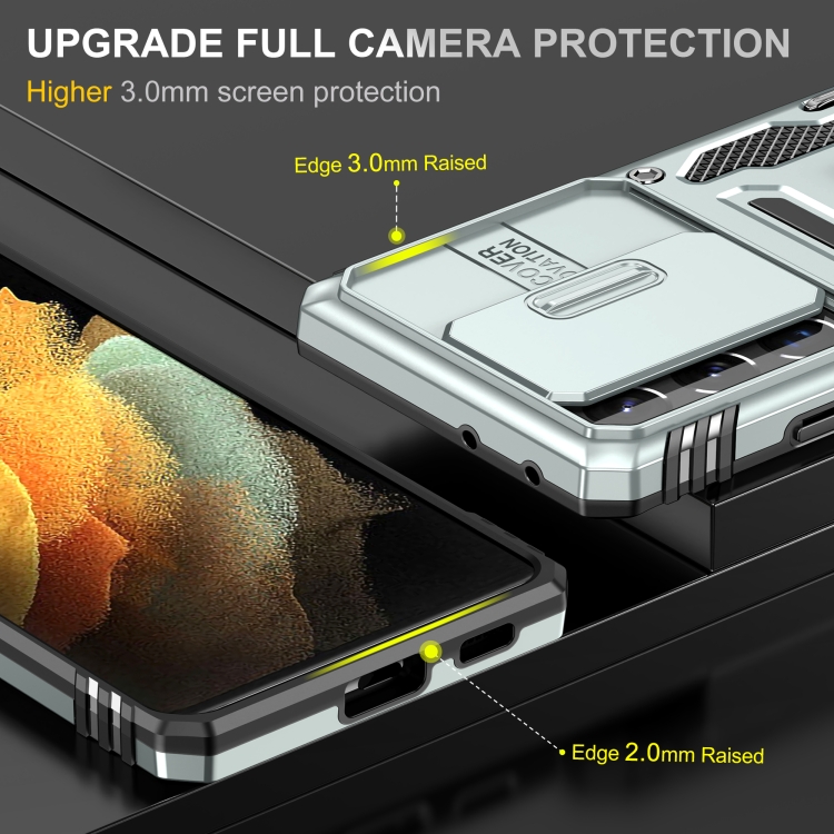 For Samsung Galaxy S21 Ultra 5G Armor PC + TPU Camera Shield Phone Case(Grey) For Samsung Galaxy S21 Ultra 5G Armor PC + TPU Camera Shield Phone Case(Grey)