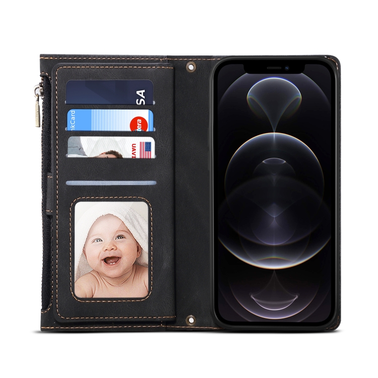 For iPhone 14 Plus Retro Frosted RFID Flip Leather Phone Case (Black) For iPhone 14 Plus Retro Frosted RFID Flip Leather Phone Case (Black)