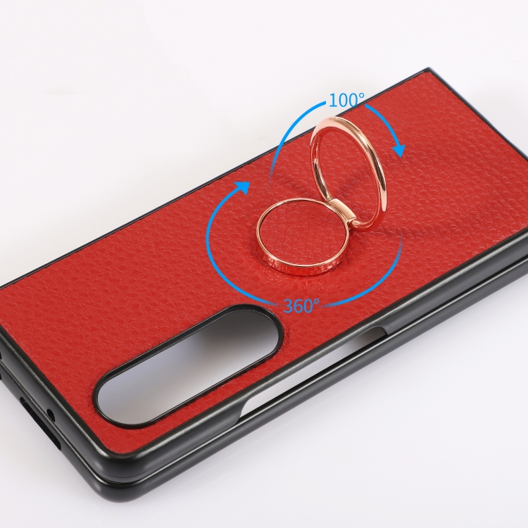 For Samsung Galaxy Z Fold4 Litchi Texture Magnetic Phone Case with Ring Holder(Green) For Samsung Galaxy Z Fold4 Litchi Texture Magnetic Phone Case with Ring Holder(Green)