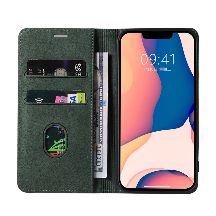 For iPhone 14 Wristband Magnetic Leather Phone Case (Green) For iPhone 14 Wristband Magnetic Leather Phone Case (Green)