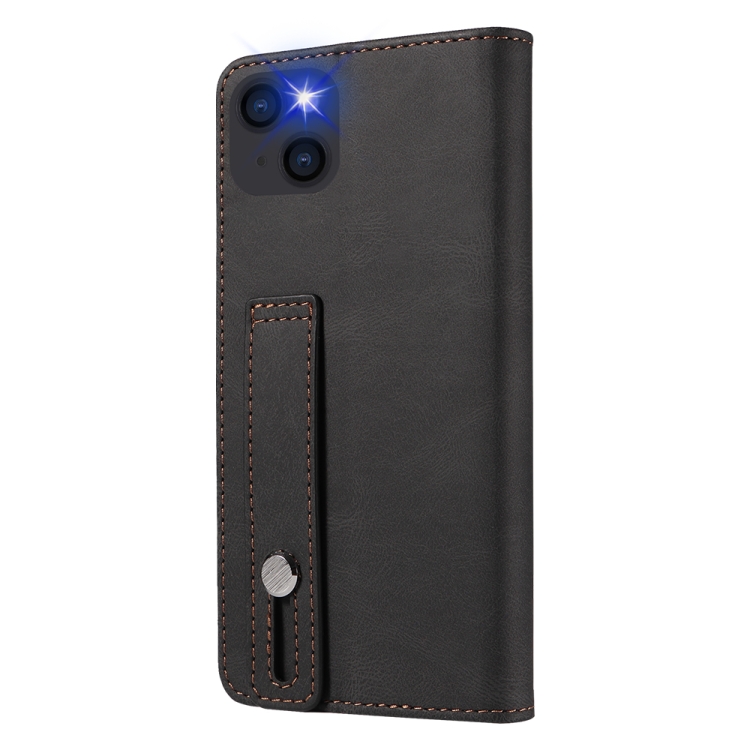 For iPhone 14 Plus Wristband Magnetic Leather Phone Case (Black) For iPhone 14 Plus Wristband Magnetic Leather Phone Case (Black)