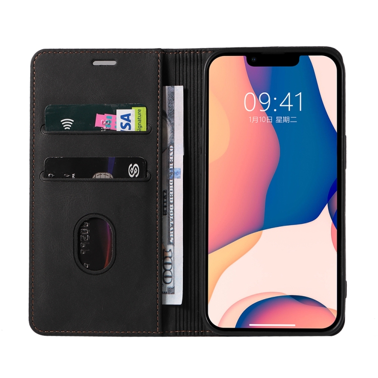 For iPhone 14 Plus Wristband Magnetic Leather Phone Case (Black) For iPhone 14 Plus Wristband Magnetic Leather Phone Case (Black)