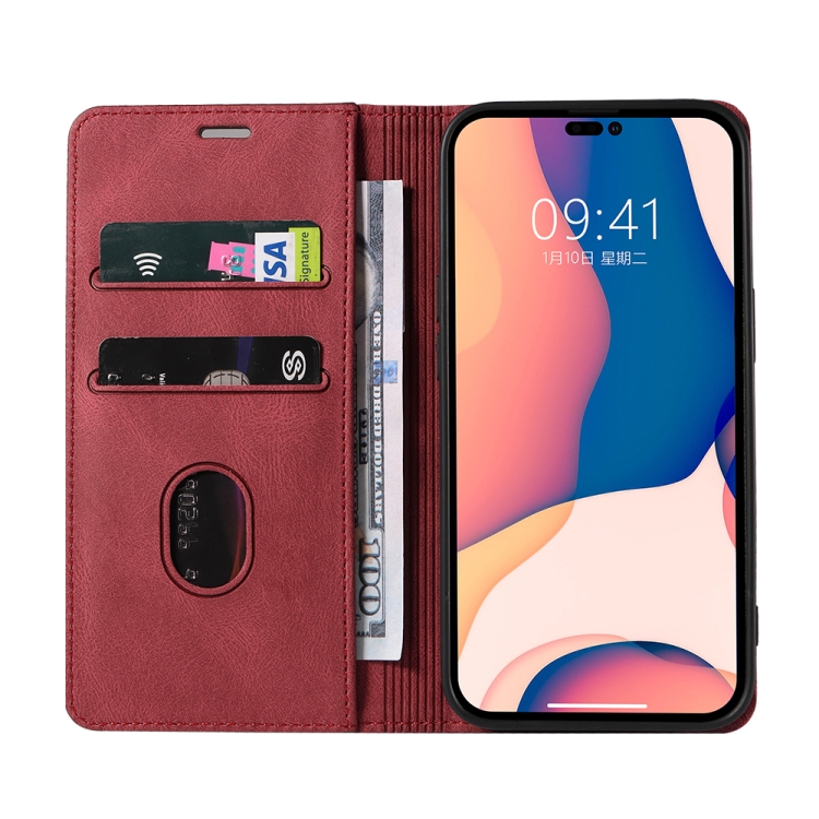 For iPhone 14 Pro Max Wristband Magnetic Leather Phone Case (Red) For iPhone 14 Pro Max Wristband Magnetic Leather Phone Case (Red)