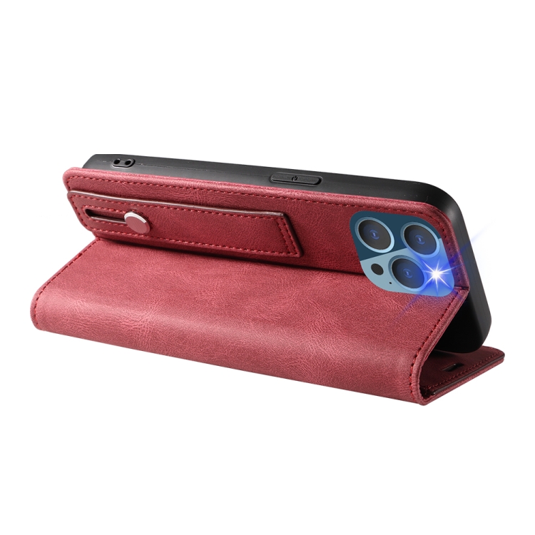 For iPhone 14 Pro Max Wristband Magnetic Leather Phone Case (Red) For iPhone 14 Pro Max Wristband Magnetic Leather Phone Case (Red)