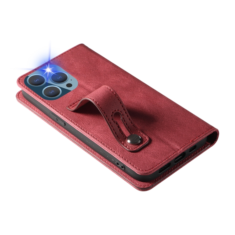For iPhone 14 Pro Max Wristband Magnetic Leather Phone Case (Red) For iPhone 14 Pro Max Wristband Magnetic Leather Phone Case (Red)