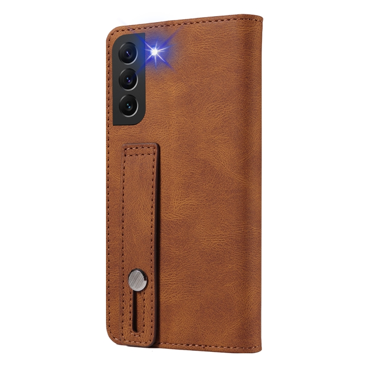 For Samsung Galaxy S22+ 5G Wristband Magnetic Leather Phone Case(Brown) For Samsung Galaxy S22+ 5G Wristband Magnetic Leather Phone Case(Brown)