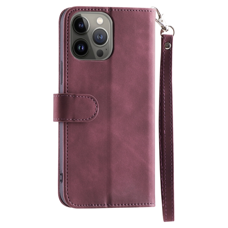 For iPhone 12 / 12 Pro 9 Card Slots Splicing Magnetic Leather Flip Case(Wine Red) For iPhone 12 / 12 Pro 9 Card Slots Splicing Magnetic Leather Flip Case(Wine Red)