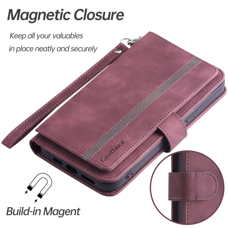 For iPhone 12 / 12 Pro 9 Card Slots Splicing Magnetic Leather Flip Case(Wine Red) For iPhone 12 / 12 Pro 9 Card Slots Splicing Magnetic Leather Flip Case(Wine Red)