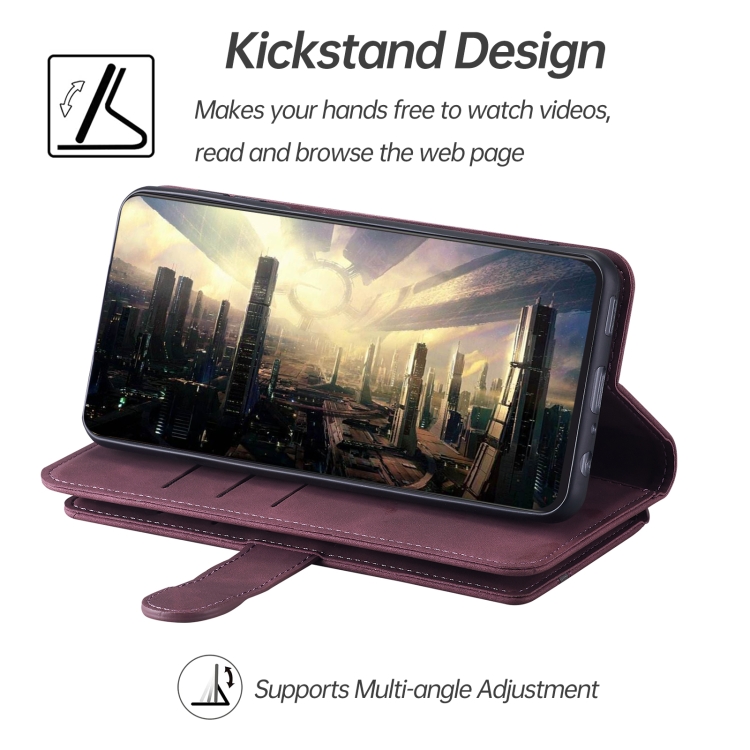 For iPhone 12 / 12 Pro 9 Card Slots Splicing Magnetic Leather Flip Case(Wine Red) For iPhone 12 / 12 Pro 9 Card Slots Splicing Magnetic Leather Flip Case(Wine Red)