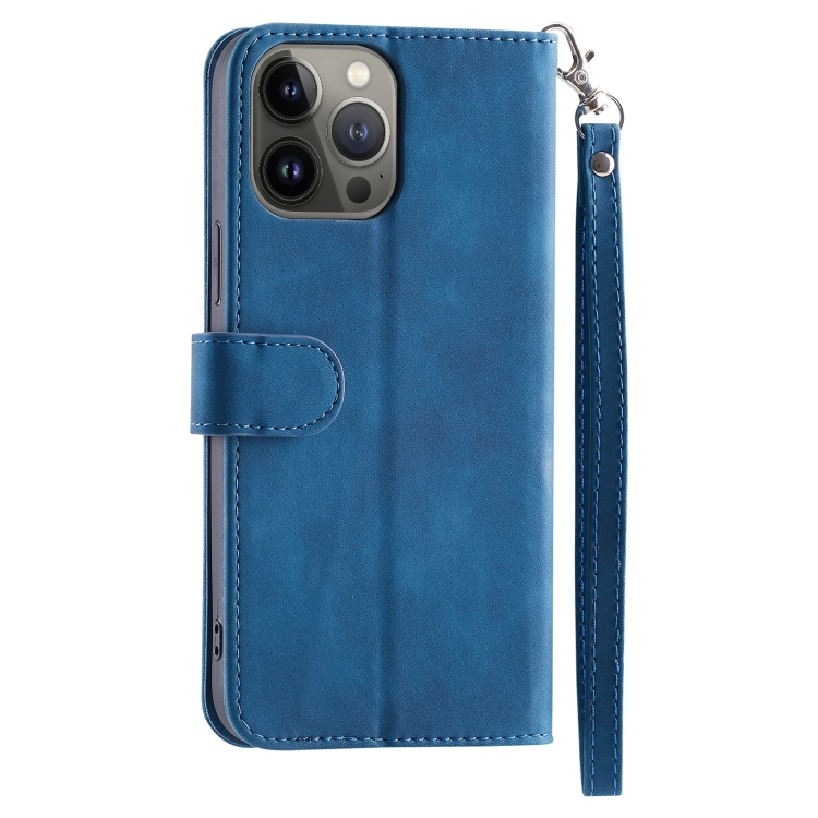 For iPhone 11 9 Card Slots Splicing Magnetic Leather Flip Case (Blue) For iPhone 11 9 Card Slots Splicing Magnetic Leather Flip Case (Blue)