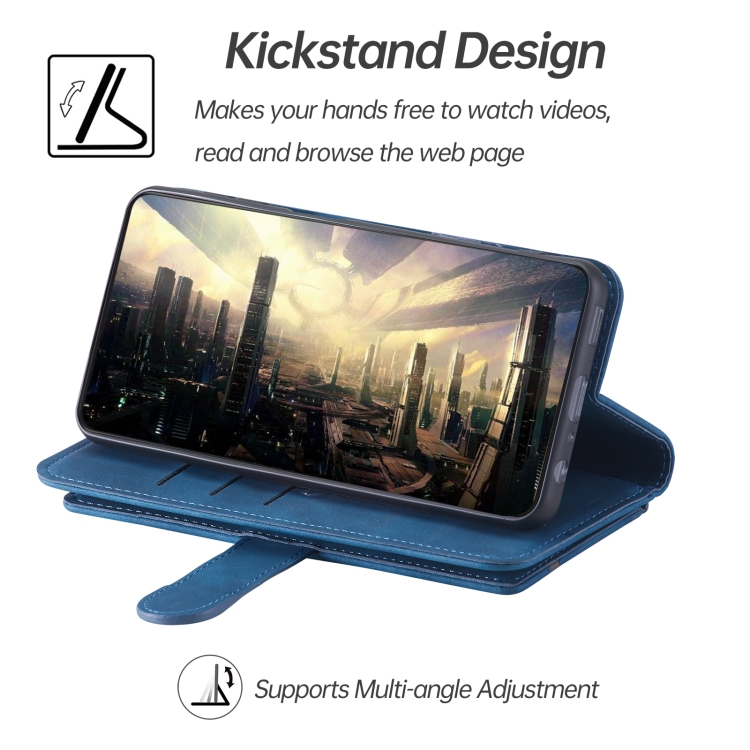 For iPhone 11 9 Card Slots Splicing Magnetic Leather Flip Case (Blue) For iPhone 11 9 Card Slots Splicing Magnetic Leather Flip Case (Blue)