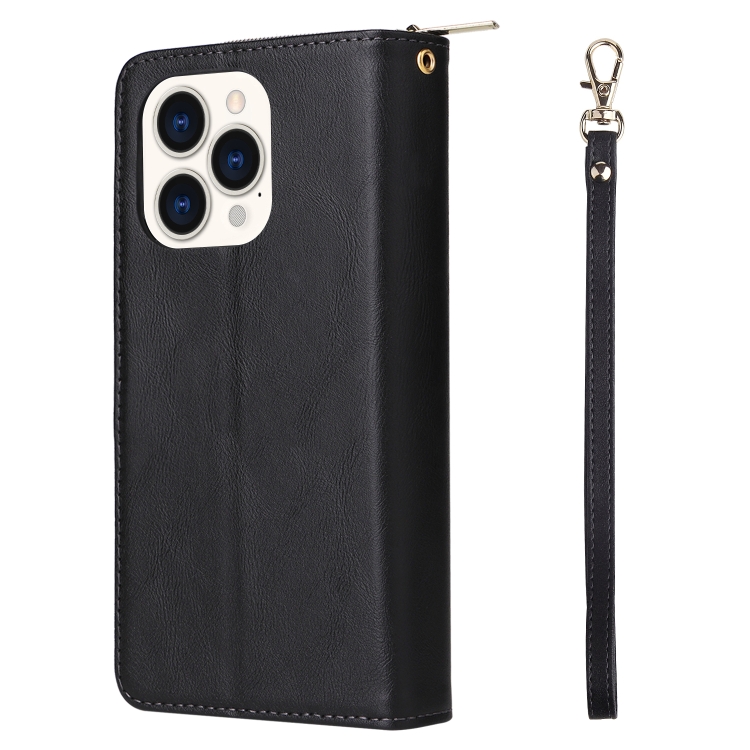 For iPhone 14 Pro 9 Card Slots Zipper Wallet Bag Leather Phone Case(Black) For iPhone 14 Pro 9 Card Slots Zipper Wallet Bag Leather Phone Case(Black)