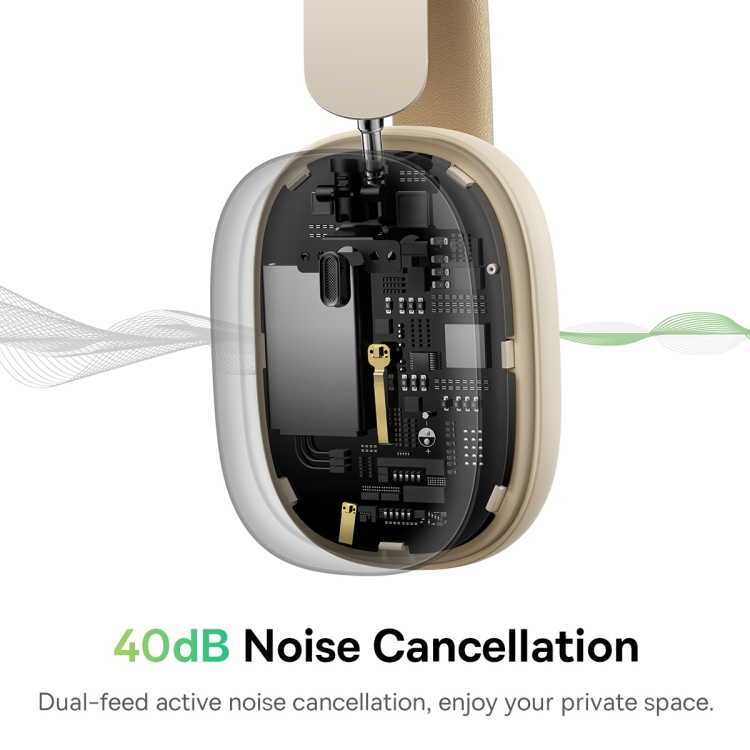 Baseus Bowie Series H1 Noise Cancelling Bluetooth Headphones(Beige) - 4