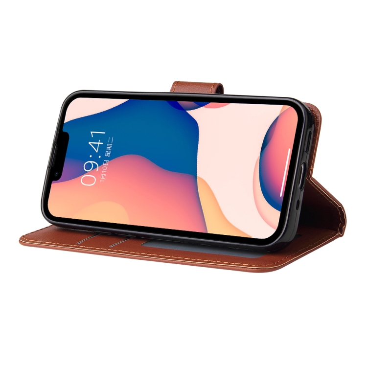 For iPhone 14 Multifunctional Horizontal Flip Leather Case with Three Card Slot (Brown) - 4