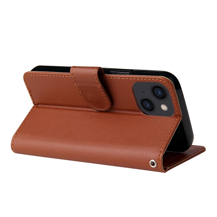 For iPhone 14 Multifunctional Horizontal Flip Leather Case with Three Card Slot (Brown) - 5