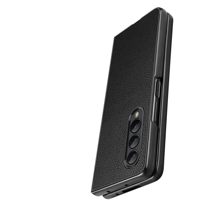 For Samsung Galaxy Z Fold4 Litchi Texture Genuine Leather Phone Case(Blue) For Samsung Galaxy Z Fold4 Litchi Texture Genuine Leather Phone Case(Blue)